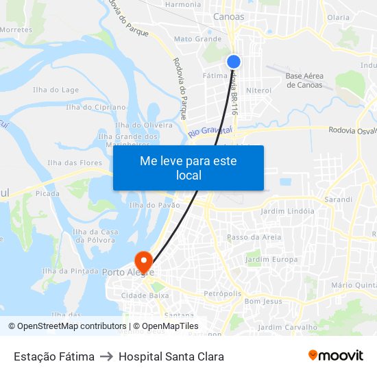 Estação Fátima to Hospital Santa Clara map