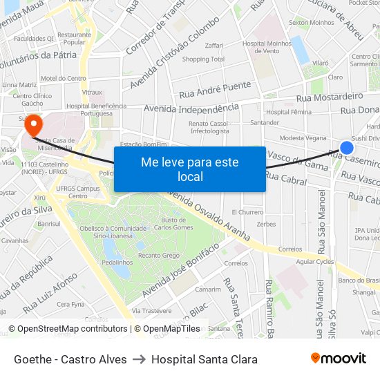 Goethe - Castro Alves to Hospital Santa Clara map