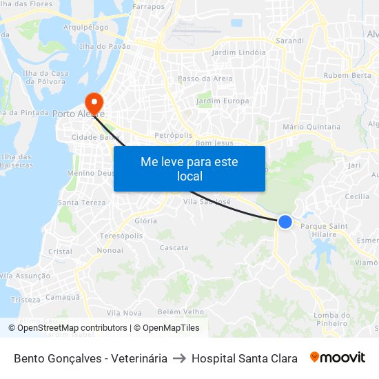 Bento Gonçalves - Veterinária to Hospital Santa Clara map