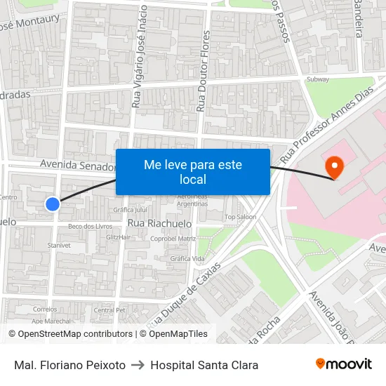 Mal. Floriano Peixoto to Hospital Santa Clara map