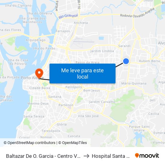 Baltazar De O. Garcia - Centro Vida Cb to Hospital Santa Clara map