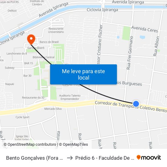 Bento Gonçalves (Fora Do Corredor) to Prédio 6 - Faculdade De Odontologia map