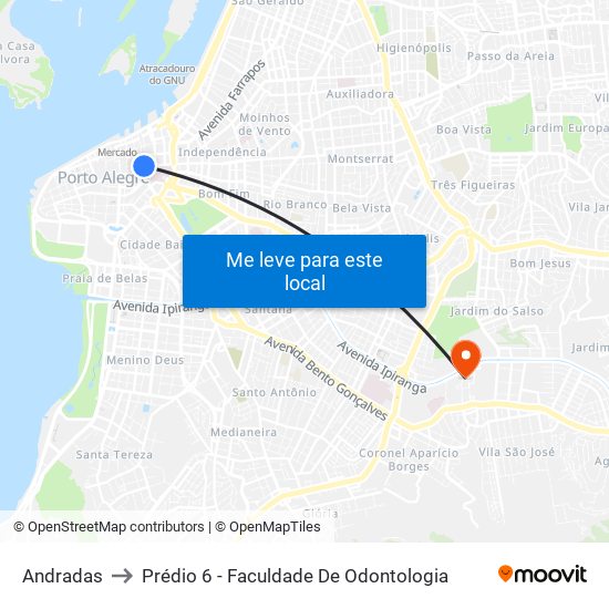 Andradas to Prédio 6 - Faculdade De Odontologia map