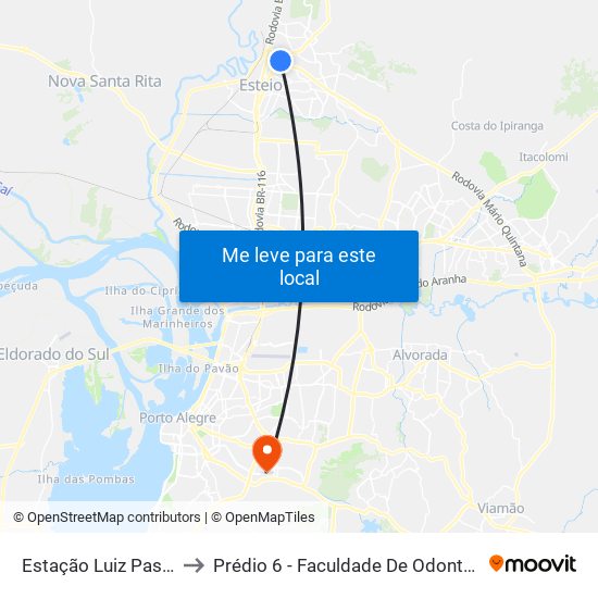 Estação Luiz Pasteur to Prédio 6 - Faculdade De Odontologia map