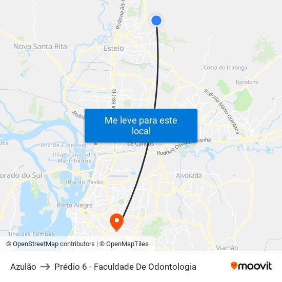 Azulão to Prédio 6 - Faculdade De Odontologia map