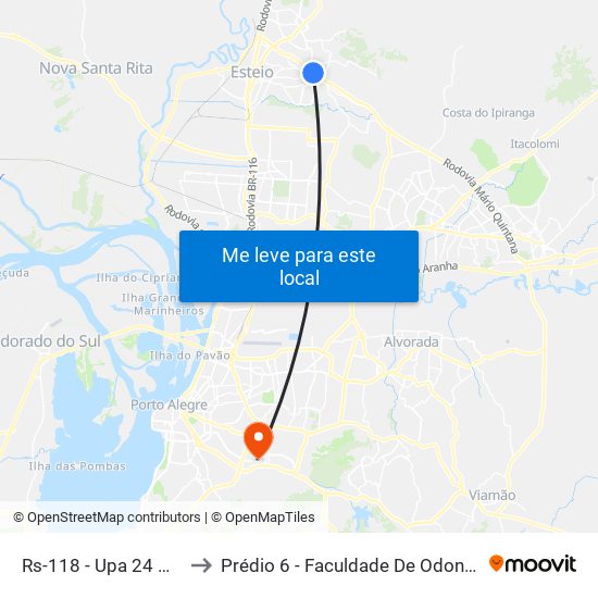 Rs-118 - Upa 24 Horas to Prédio 6 - Faculdade De Odontologia map