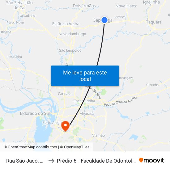 Rua São Jacó, 300 to Prédio 6 - Faculdade De Odontologia map