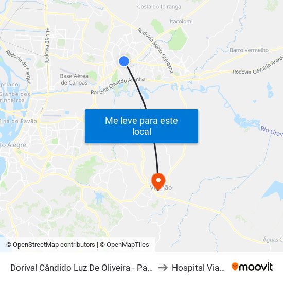 Dorival Cândido Luz De Oliveira - Parada 59 to Hospital Viamão map