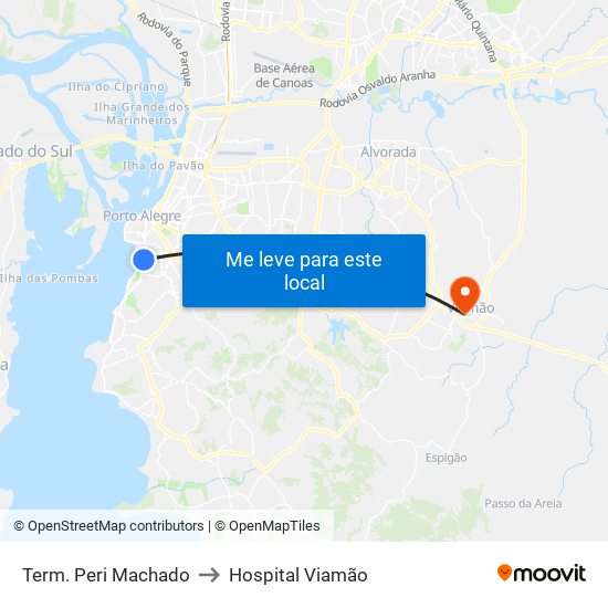 Term. Peri Machado to Hospital Viamão map