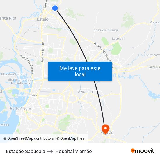 Estação Sapucaia to Hospital Viamão map