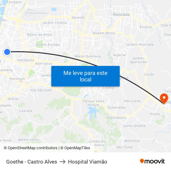 Goethe - Castro Alves to Hospital Viamão map