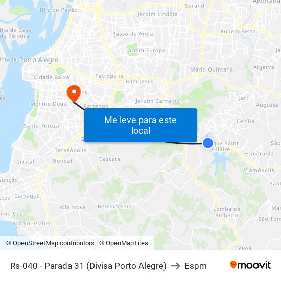 Rs-040 - Parada 31 (Divisa Porto Alegre) to Espm map