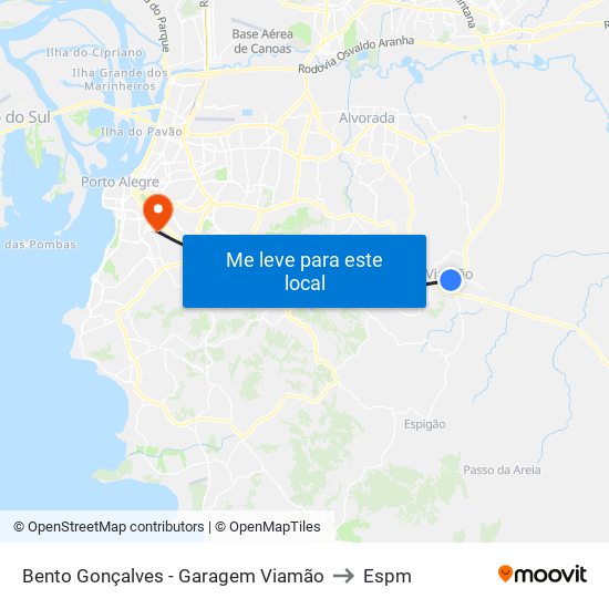 Bento Gonçalves - Garagem Viamão to Espm map