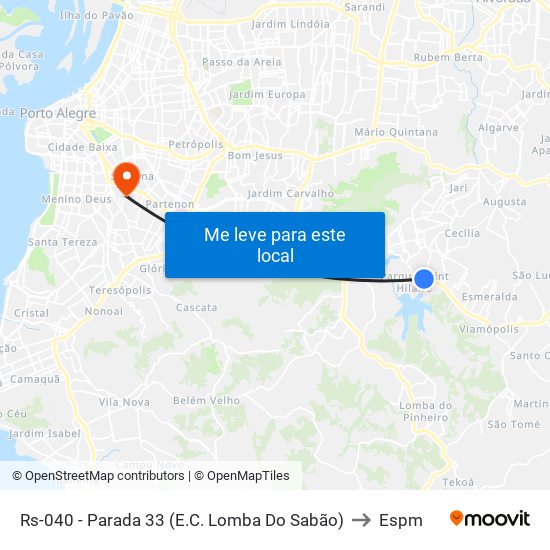 Rs-040 - Parada 33 (E.C. Lomba Do Sabão) to Espm map