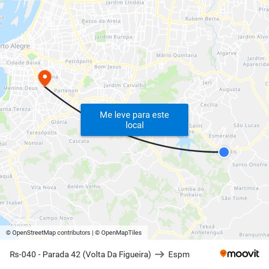 Rs-040 - Parada 42 (Volta Da Figueira) to Espm map