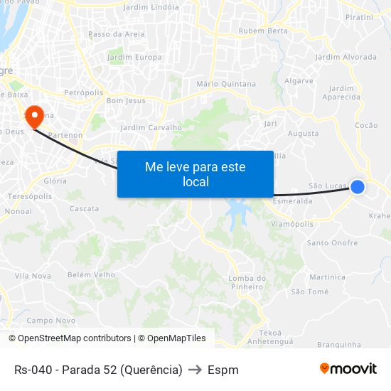 Rs-040 - Parada 52 (Querência) to Espm map