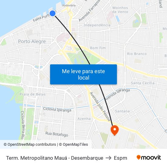 Term. Metropolitano Mauá - Desembarque to Espm map