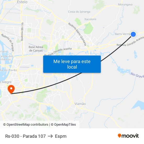 Rs-030 - Parada 107 to Espm map