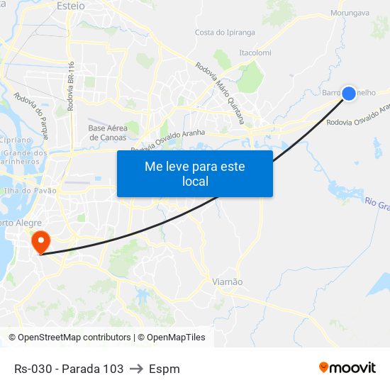 Rs-030 - Parada 103 to Espm map