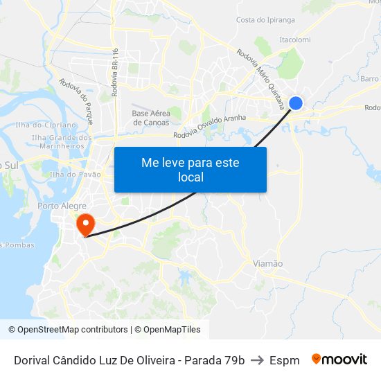 Dorival Cândido Luz De Oliveira - Parada 79b to Espm map