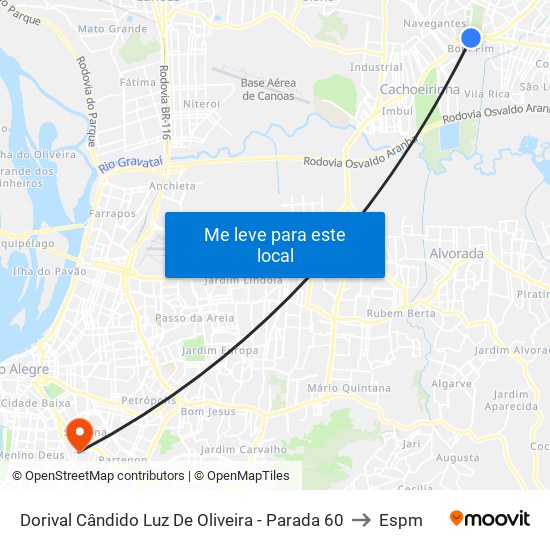 Dorival Cândido Luz De Oliveira - Parada 60 to Espm map