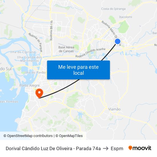 Dorival Cândido Luz De Oliveira - Parada 74a to Espm map
