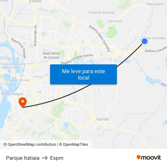 Parque Itatiaia to Espm map