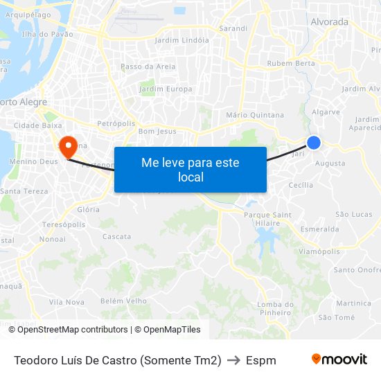 Teodoro Luís De Castro (Somente Tm2) to Espm map
