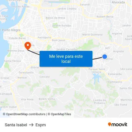 Santa Isabel to Espm map