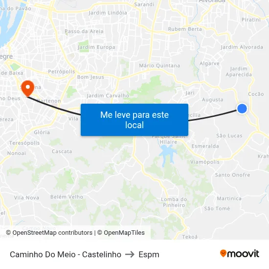 Caminho Do Meio - Castelinho to Espm map
