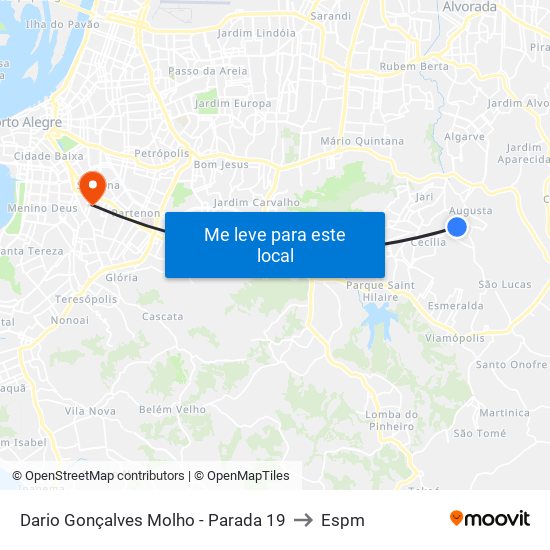 Dario Gonçalves Molho - Parada 19 to Espm map