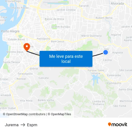 Jurema to Espm map
