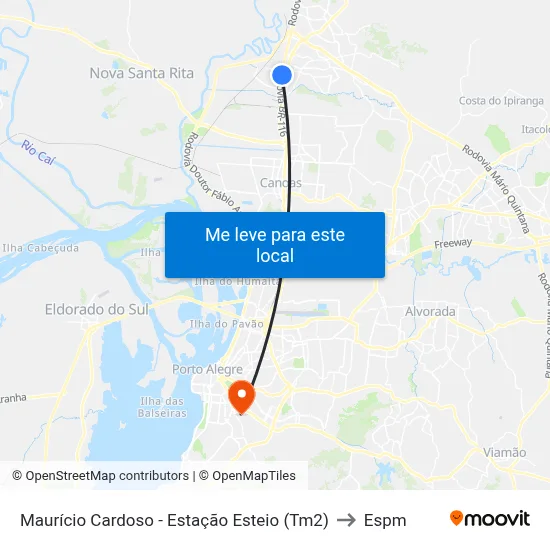 Maurício Cardoso - Estação Esteio (Tm2) to Espm map