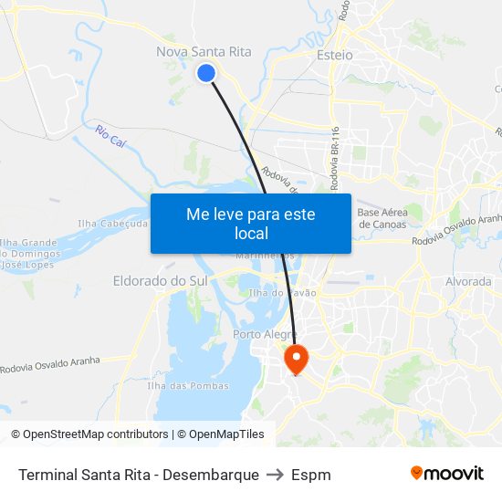 Terminal Santa Rita - Desembarque to Espm map