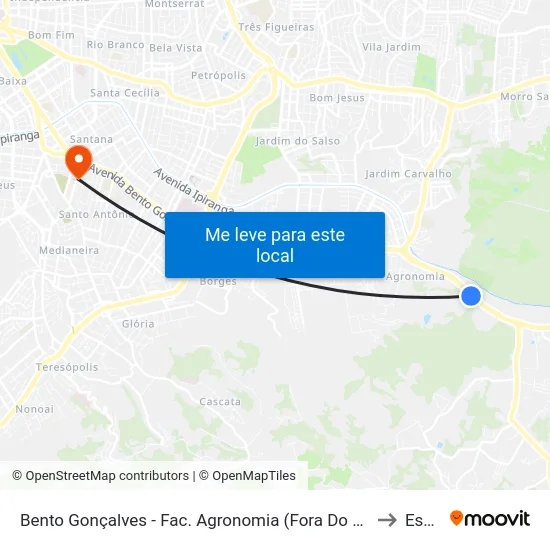 Bento Gonçalves - Fac. Agronomia (Fora Do Corredor) to Espm map
