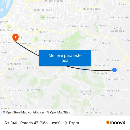 Rs-040 - Parada 47 (São Lucas) to Espm map