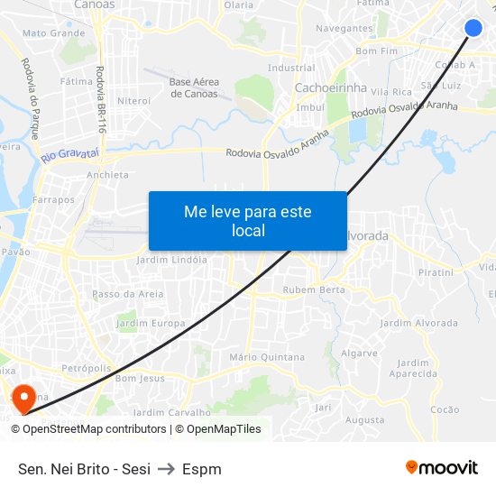 Sen. Nei Brito - Sesi to Espm map