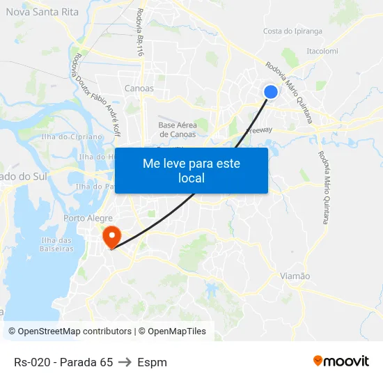 Rs-020 - Parada 65 to Espm map