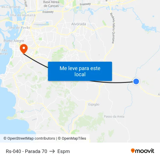 Rs-040 - Parada 70 to Espm map