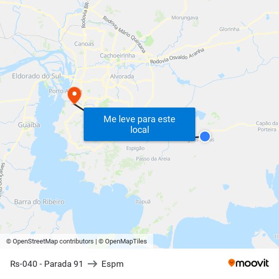 Rs-040 - Parada 91 to Espm map