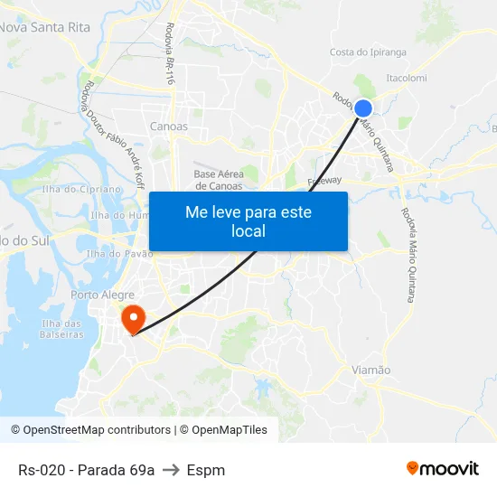 Rs-020 - Parada 69a to Espm map