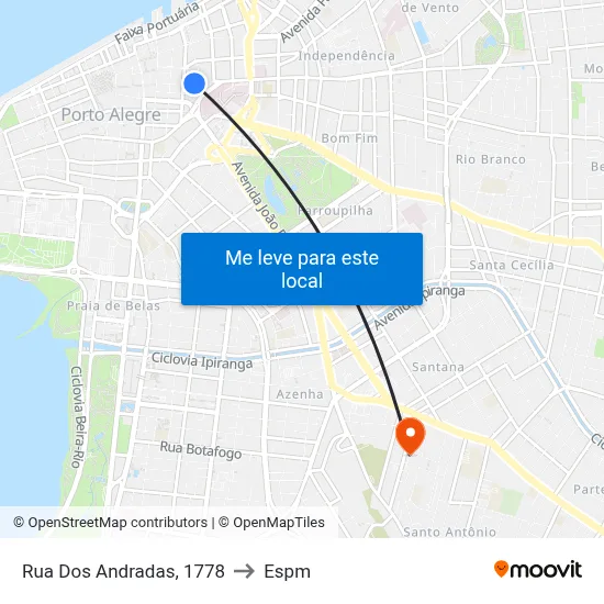 Rua Dos Andradas, 1778 to Espm map