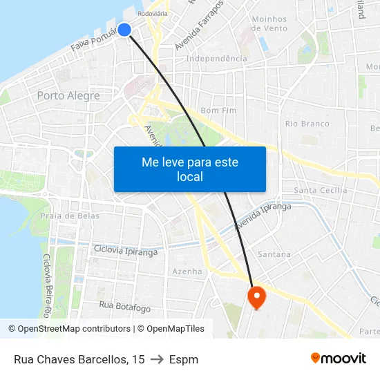 Rua Chaves Barcellos, 15 to Espm map