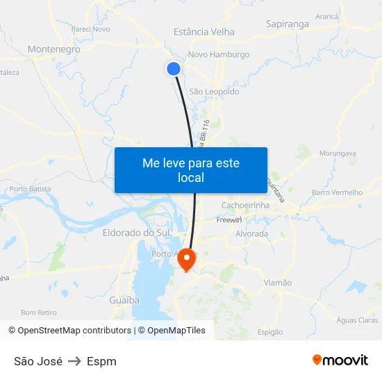 São José to Espm map