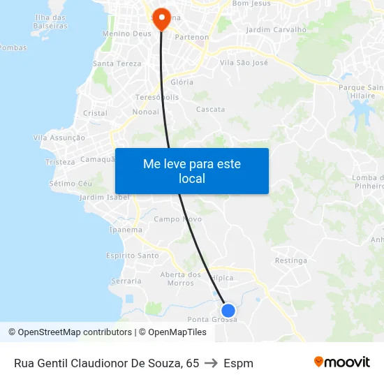 Rua Gentil Claudionor De Souza, 65 to Espm map
