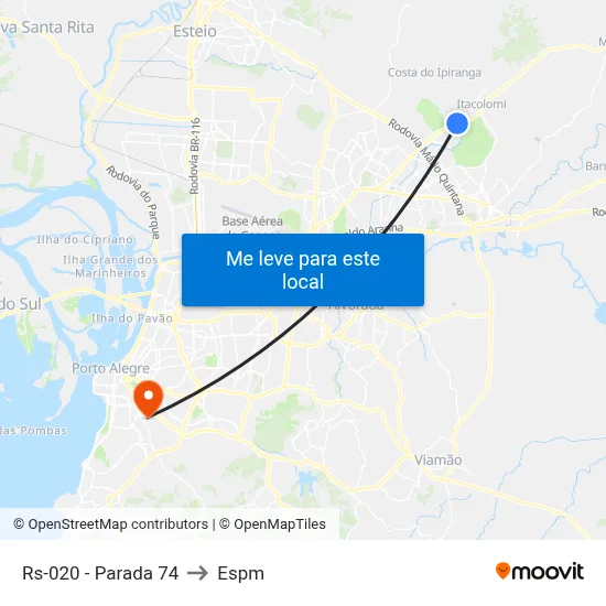 Rs-020 - Parada 74 to Espm map
