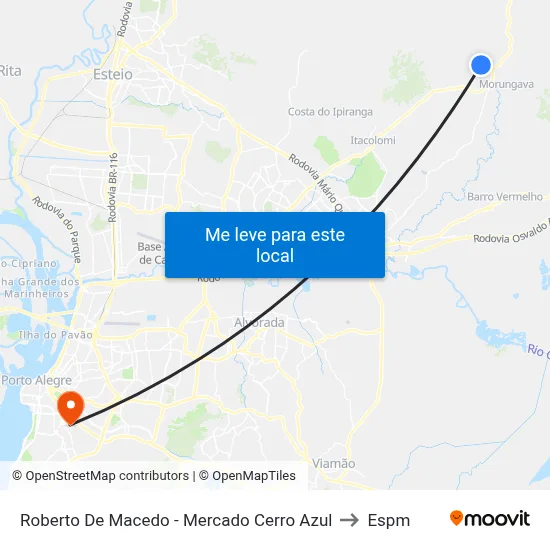 Roberto De Macedo - Mercado Cerro Azul to Espm map