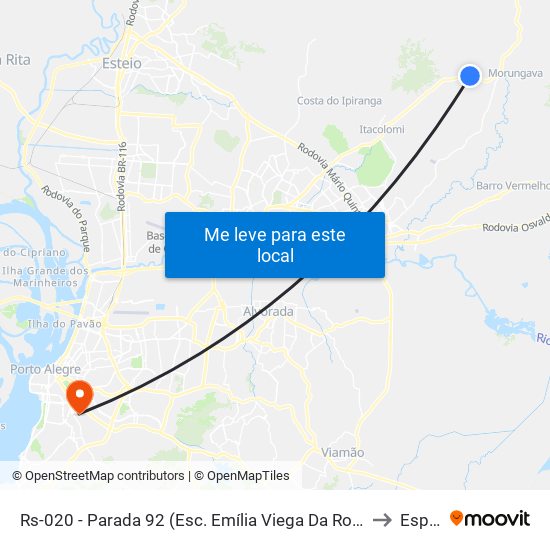 Rs-020 - Parada 92 (Esc. Emília Viega Da Rocha) to Espm map