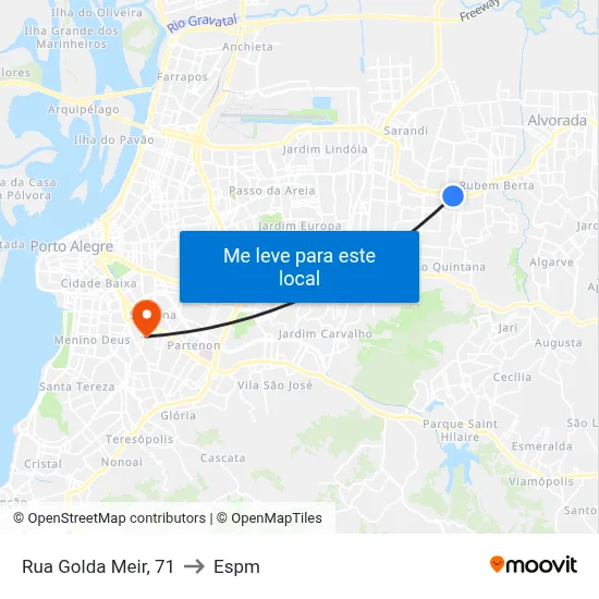 Rua Golda Meir, 71 to Espm map