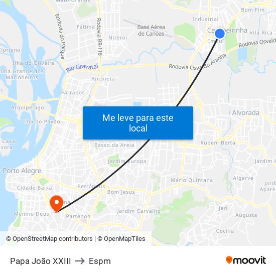 Papa João XXIII to Espm map